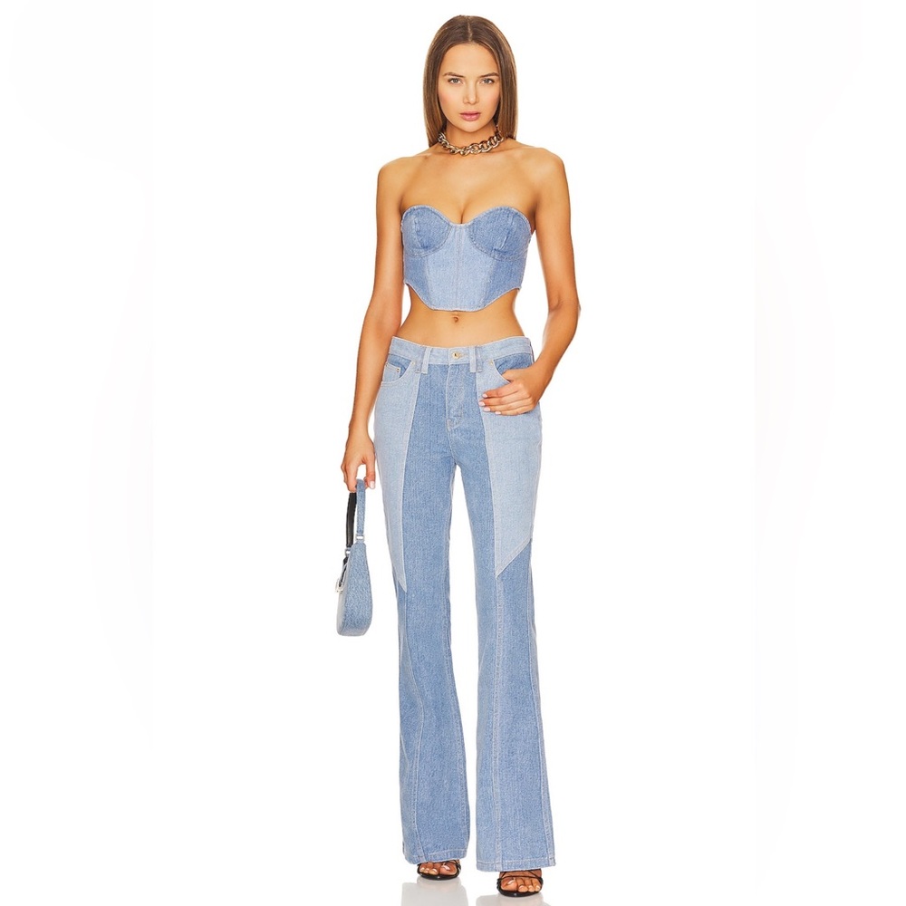 RETROFETE Enzo denim top and Rafael patchwork jeans
